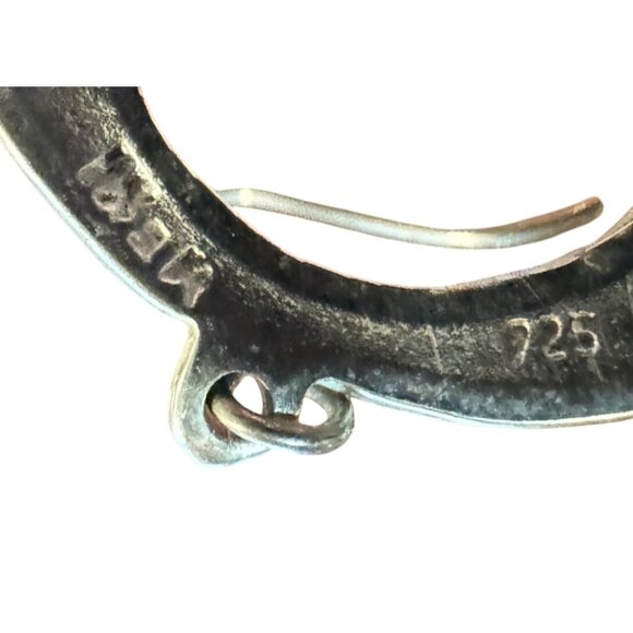 Southwestern Handcrafted 925 Sterling Silver Turquoise Dangle Hoop Earrings 14g - Picture 3 of 5